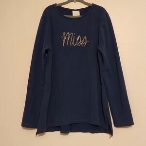 Zara Girls Blue Rhinestone Long Sleeve Shirt Size 9/10